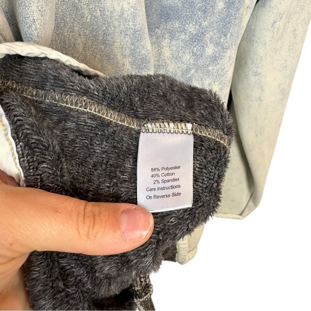 32 Bar Blues Sweatshirt Jacket XXL Full Zip‎ Blue Denim Acid Wash Cotton Stretch - Picture 6 of 7